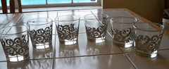6 Vintage MCM Libbey Platinum Scroll LRS126 Old Fashioned 8 oz Cocktail Glasses