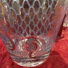 Rare MCM Culver Blue Fishnet 22K Gold Seafare “Seahorse” Rocks Glasses Set of 6