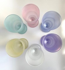 Vintage Set of 6 Libbey Watusi Soda Fountain Satin Frosted Fundamentals Glasses
