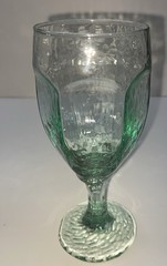 Set of 4 Libbey Green Water Tea Juice Glass Goblets Orchard Fruit 6 1/4” 8 OZ
