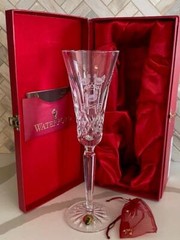 New NIB Waterford Lismore Three French Hens 12 Days of Christmas Champagne Flute