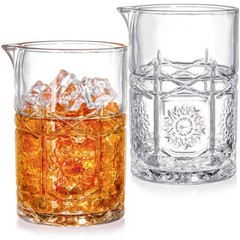 2 Pack Vintage Crystal Cocktail Mixing Glasses – 22 Oz Weighted Pitcher for Whis