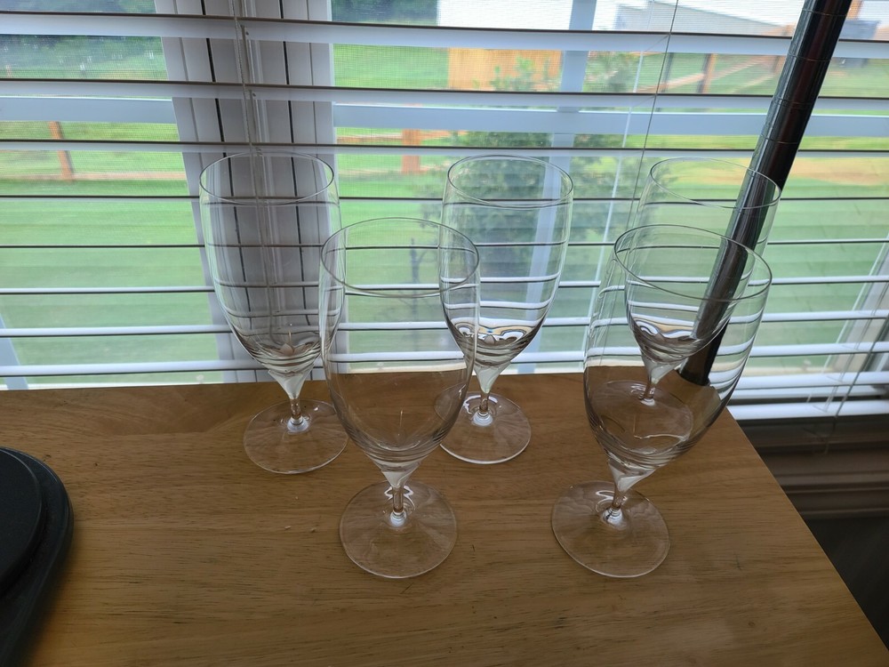 Set of 5 Crystal Ice Tea Glasses Laura by Miller Rogaska 7 7/8″ Tulip Stem