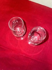 Set of 2 Clear Glass Stemmed Cordial/Liquor/Shot Glasses 4”Tall- Estate Find