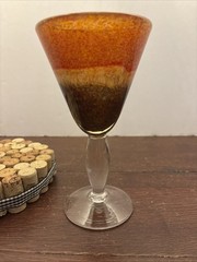 Pier 1 Canyon Stripe Hand Blown Tri Color Glass Wine Water Goblet