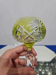 Wine Hock glass Chartreuse Yellow Cut clear Crystal Val Saint Lambert #3269/17