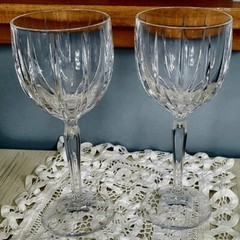 2 Waterford Crystal Marquis Omega 8.5″ Tall Wine Goblets Glasses Vintage