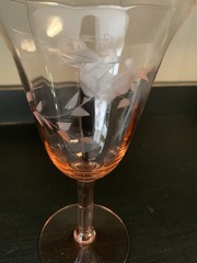 Tiffin Franciscan Pink Depression Etched Stemmed Glass Rose
