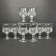Tiffin U.S. Glass X.L.C.R. Excelsior Kings Crown Cordial x 8