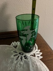 Emerald Green Geese and Cattail Tumbler Glass