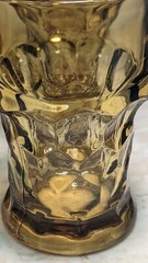 4 MCM Vintage Anchor Hocking Georgian Amber Topaz Bar Tumbler Glasses Honeycomb