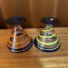 Kosta Boda Royal Blue & Yellow Royal Carribbean Martini/Margarita Glasses Set