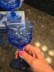 4FOSTORIA GLASS BLUE ARGUS Sherbert Henry Ford Museum Set Of 4~ 5″