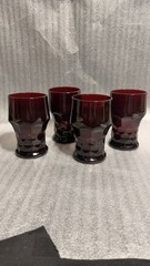 Seat Of 4 Anchor Hocking Georgian Ruby Red Honeycomb Tumblers