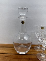 Cristal D’ Arques Decanter + Fontainebleau Water Goblet Set Of 6 Lead Crystal