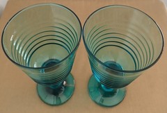 Vintage Libbey Sirrus Ribbed Texture In Spanish Green Or Ocean Turquoise Or Coke