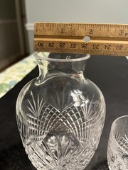 Waterford Style Crystal Vintage Tumble Up Bedside Carafe And Tumbler Glass
