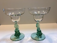 2 Vitg Luminac Margarita Mexican Siesta Man Sombrero Saguaro Cactus Stem Glasses
