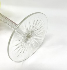 Beautiful Art Nouveau Chartreuse Etched Glass Wine Stem Antique Notched Stem