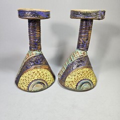 Whimsical Martini Glasses Art Studio Pottery Slab Hand Made Artistan Mardi Gras