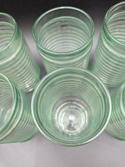 Anchor Hocking Park Avenue/ AG1-1 Green Glasses, Set of 6 Ribbed Glass Tumblers