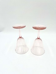 Set of 2 Tiffin Franciscan Pink Depression Glass Wine Glasses