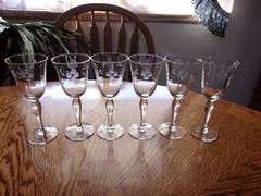 Wine Sherry Etched Cut Paneled 3 Oz – Set of 6