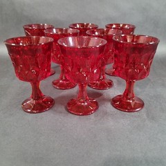Vintage Noritake Perspective Ruby Red Glass Juice Wine Goblet 4.75″ Set of 8