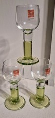 New Set Of BORMIOLI ROCCO Limoncino Green Stemmed Liquor Cordial Glasses ITALY