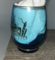 Vintage Venetian Gondola Themed Blue Cordial Glasses 24k Gold Trim Murano?