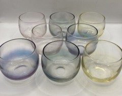 VTG Federal Glass Gem-Tone Roly Poly Cocktail Glasses 5 OZ Set of 8 Barware