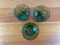 3 Anchor Hocking MILANO GREEN 7 oz Flat 3 ⅜” Tumblers: MINT