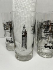 MCM Black And Gold Print Highball Glasses Commissioned For the Croda Co Set Of 6