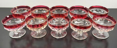 10 Tiffin Franciscan Kings Crown Ruby Flashed Champagne Sherbet Set Vintage MCM