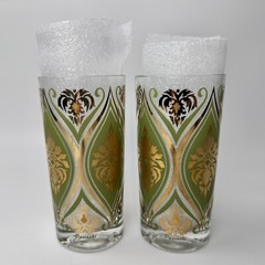 2 Irene Pasinski VTG MCM Gold & Avocado High Ball Cocktail Glasses (More Avail)