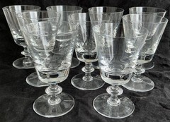 SET OF 9 VAL ST LAMBERT CRYSTAL STATE PLAIN PATTERN WATER GOBLET GLASS STEMWARE