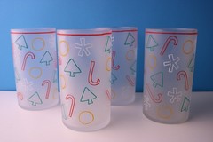 4 Highball Glass Tumblers Prisma Frosted Glass Christmas Spirit