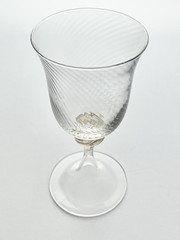 Murano Torcée Single Hand Blown Water Glass 6.5” 8oz Swirl Optic 24k Gold Italy