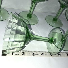 Vintage Uranium Vaseline Glass Stemware Set of 5 Glowing Green Optic Design