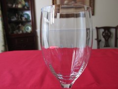Set of 4 Vintage Clear Panel Optic Blown Crystal Wine Glasses 7 1/2″