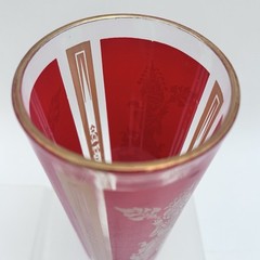 Vintage Culver Thai Goddess Red & 22K Gold Highball Glass 6.75” MCM