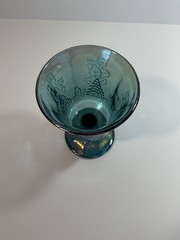 Indiana Glass Vintage Blue Carnival Harvest Grape Pattern USA 5 1/4” Stem Glass