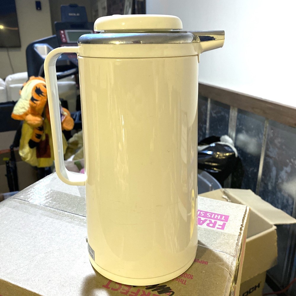Vintage White National Vacuum Bottle Hues N Brews Thermique Carafe Japan 1 Liter