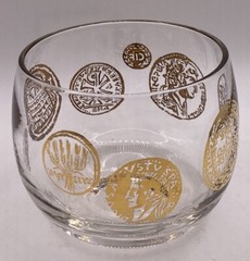 Vtg Roma Coins, Federal Glass, Clear 5 Oz Roly Poly, 2 3/8×2.5”, 1970’s, EUC