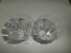 Pair of Cambridge Rose Point etched Elegant Glass 10 oz. Water Goblets #3121