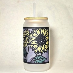16oz Sunflower Stained Glass Tumbler with Bamboo Lid