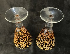 2 Global Amici Safari Wine Champagne Glasses Animal Print Tortoise Shell Leopard
