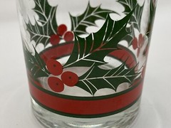 Christmas Holiday Libbey Holly Berry Old Fashioned Drink Glass Tumbler Lot of 4