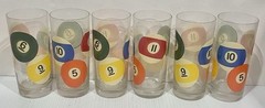 LIBBEY 6 1/4” TALL VINTAGE BILLIARD POOL BALL 16 OZ GLASS-SET OF 6-BAR-MAN CAVE