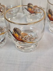West Virginia Glass Vintage ‘Pheasant in Flight’ 2 3/4″ Barware-Set OF 6